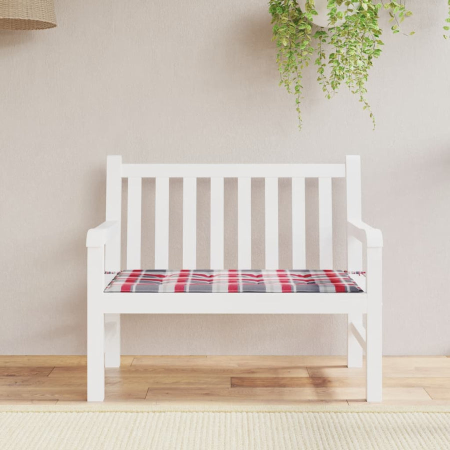 Tuinbankkussen 100X50X3 Cm Oxford Stof Ruitpatroon Rood