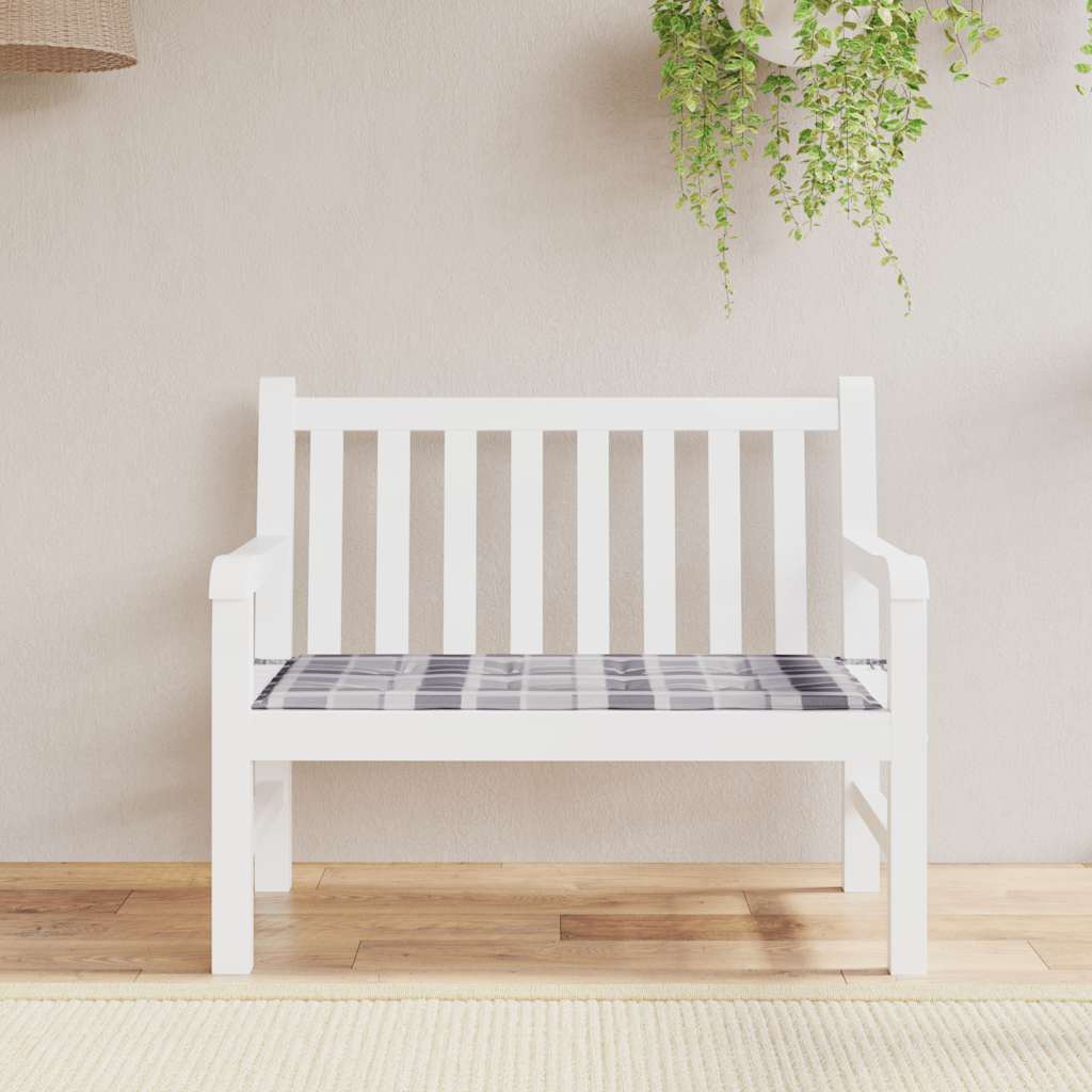 Tuinbankkussen Oxford Stof Ruitpatroon Grijs 100 x 50 x 3 cm
