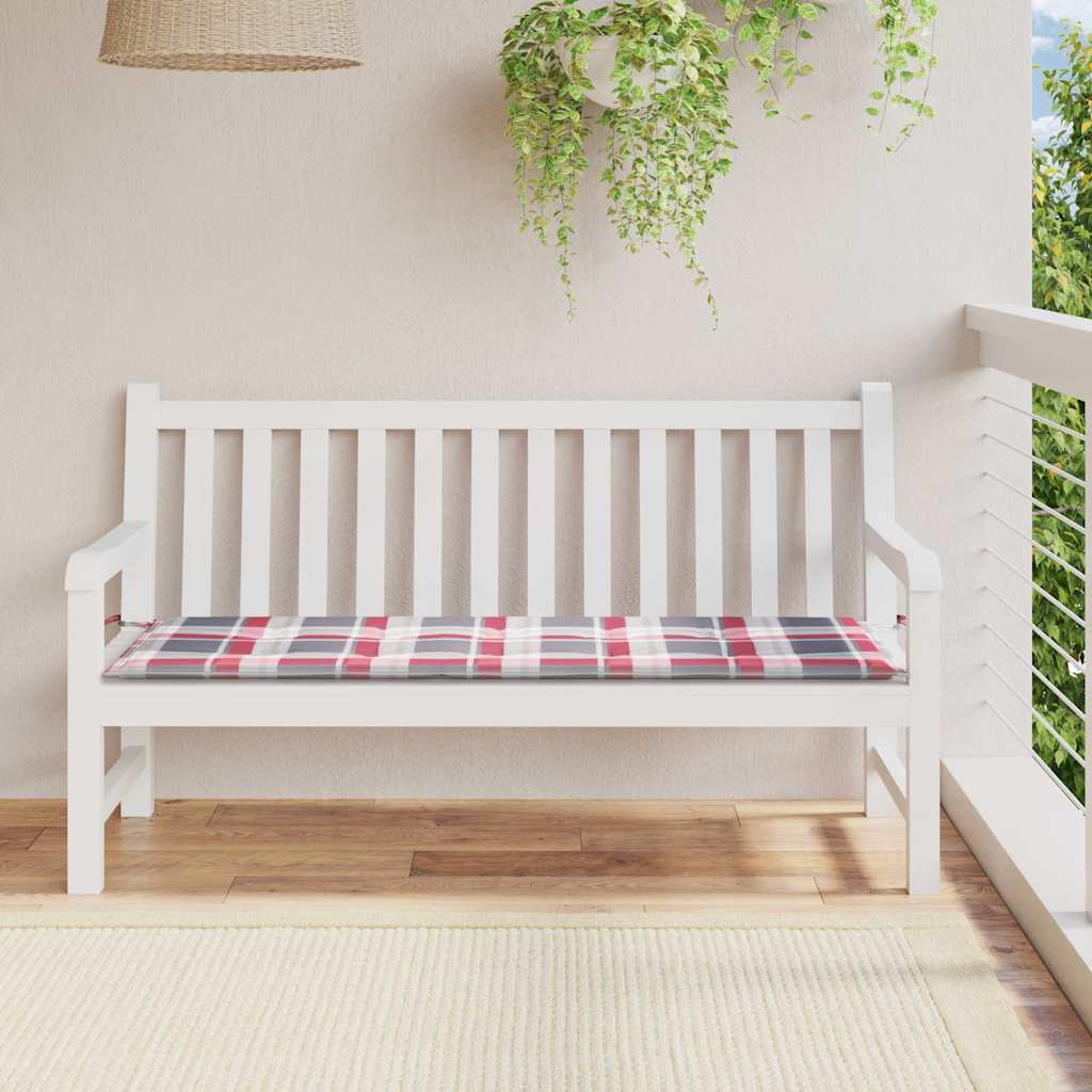 Tuinbankkussen 150X50X4 Cm Oxford Stof Ruitpatroon Rood Rood Ruitpatroon 150 x 50 x 3 cm