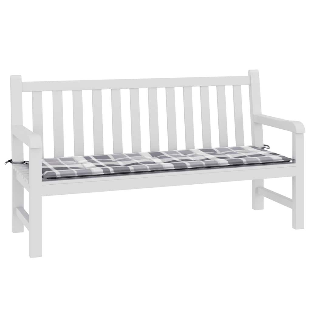 Tuinbankkussen 150x50x4 cm oxford stof ruitpatroon grijs