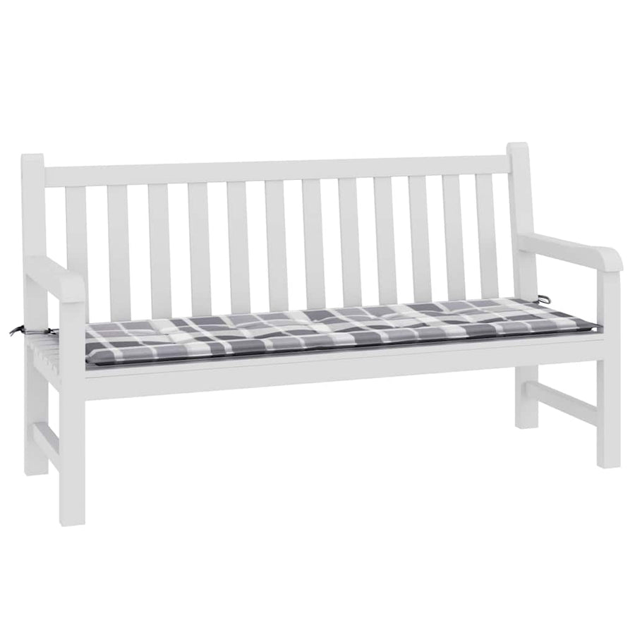 Tuinbankkussen 150x50x4 cm oxford stof ruitpatroon grijs