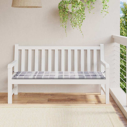 Tuinbankkussen 150x50x4 cm oxford stof ruitpatroon grijs