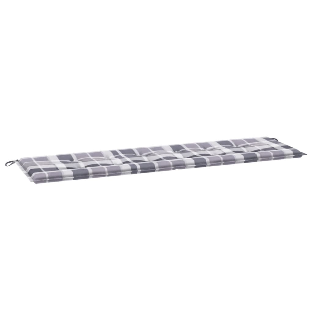 Tuinbankkussen 180x50x3 cm oxford stof ruitpatroon grijs 180 x 50 x 3 cm Grijs ruitpatroon