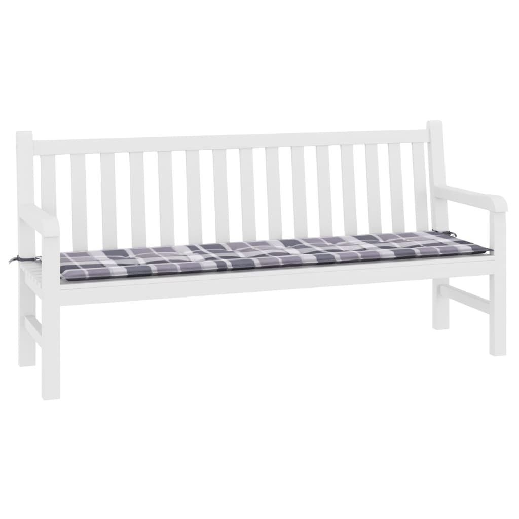 Tuinbankkussen 180x50x3 cm oxford stof ruitpatroon grijs 180 x 50 x 3 cm Grijs ruitpatroon