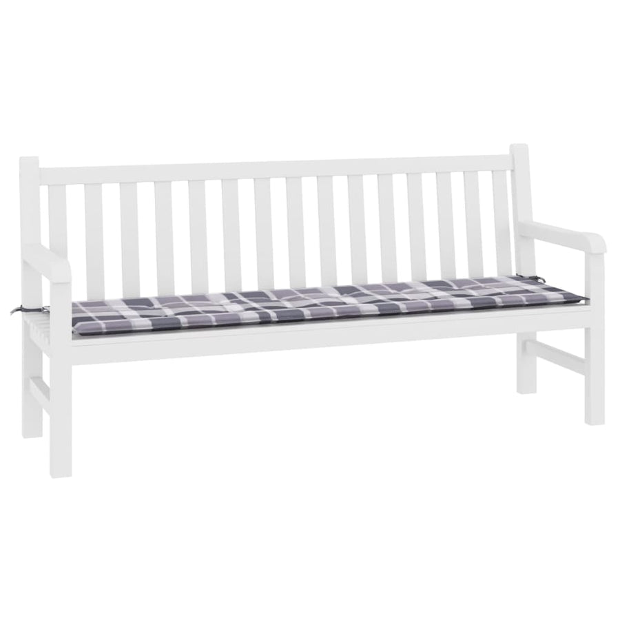 Tuinbankkussen 180x50x3 cm oxford stof ruitpatroon grijs 180 x 50 x 3 cm Grijs ruitpatroon