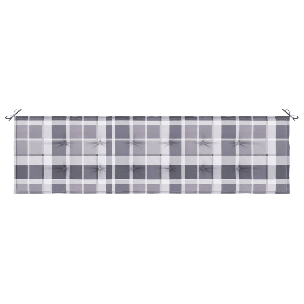 Tuinbankkussen 180x50x3 cm oxford stof ruitpatroon grijs 180 x 50 x 3 cm Grijs ruitpatroon