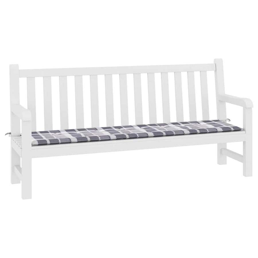 Tuinbankkussen Oxford Stof Ruitpatroon Grijs Grijs Ruitpatroon 200 x 50 x 4 cm
