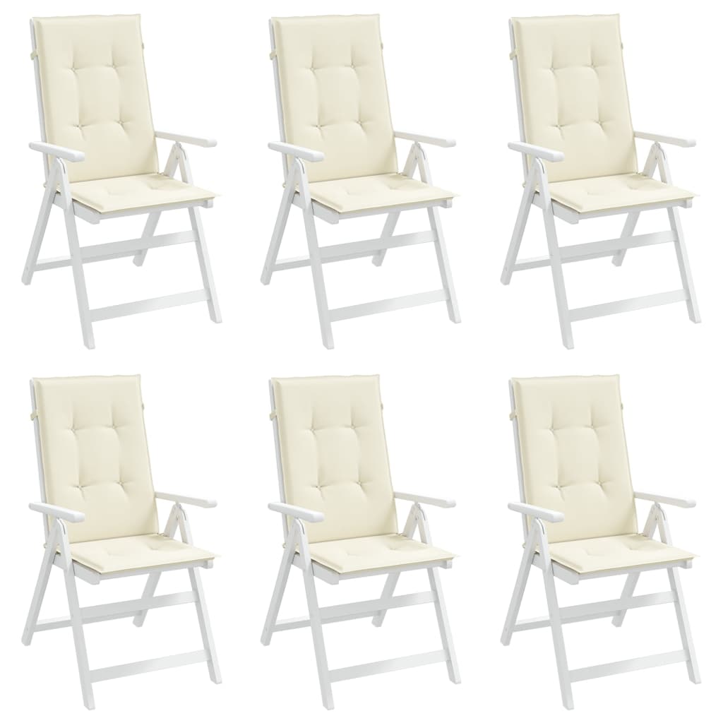 Tuinstoelkussens Hoge Rug Stof Kleurig 6 120 x 50 x 3 cm crème