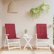 Tuinstoelkussens 2 st hoge rug 120x50x3 cm wijnrood