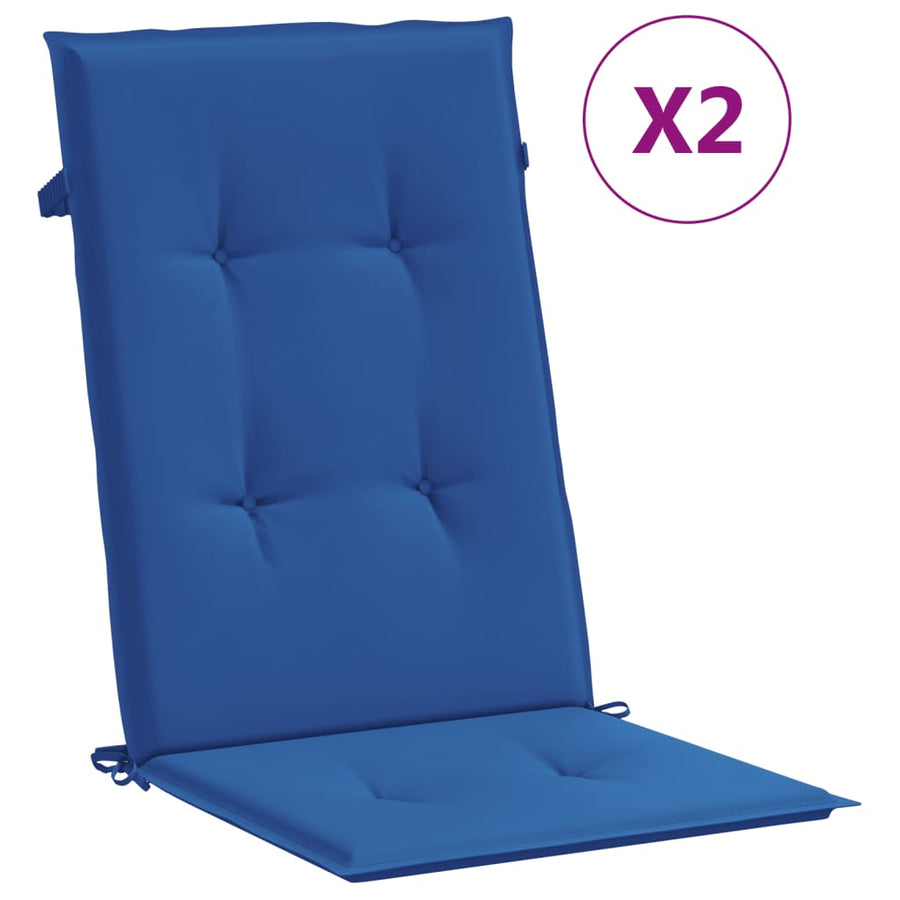 Tuinstoelkussens Hoge Rug Stof 2 120 x 50 x 3 cm koningsblauw