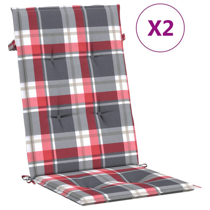 Tuinstoelkussens 2 St 120X50X3 Cm Stof Ruitpatroon Rood Rood Ruitpatroon 120 x 50 x 3 cm