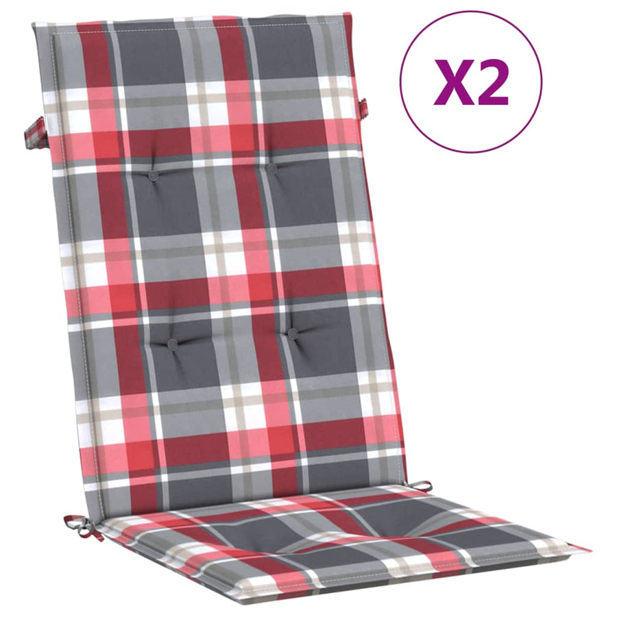 Tuinstoelkussens 2 St 120X50X3 Cm Stof Ruitpatroon Rood Rood Ruitpatroon 120 x 50 x 3 cm