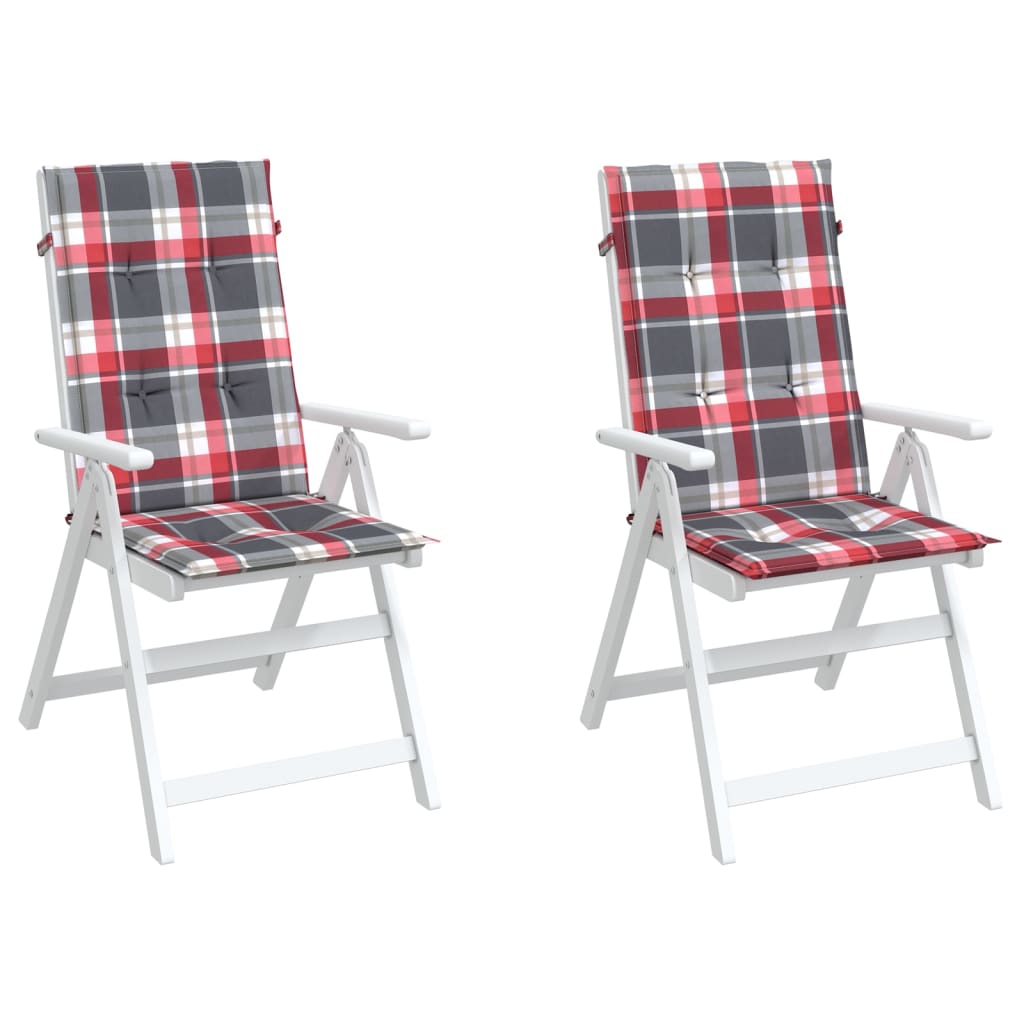 Tuinstoelkussens 2 St 120X50X3 Cm Stof Ruitpatroon Rood Rood Ruitpatroon 120 x 50 x 3 cm