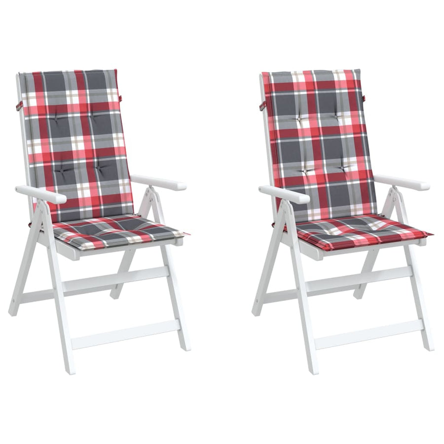Tuinstoelkussens 2 St 120X50X3 Cm Stof Ruitpatroon Rood Rood Ruitpatroon 120 x 50 x 3 cm