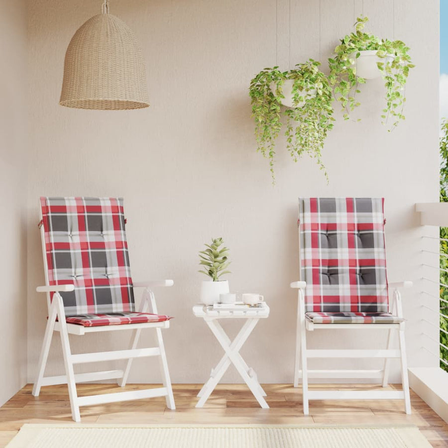 Tuinstoelkussens 2 St 120X50X3 Cm Stof Ruitpatroon Rood Rood Ruitpatroon 120 x 50 x 3 cm