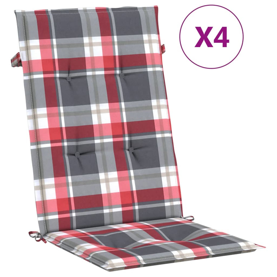 Tuinstoelkussens Stof Ruitpatroon Rood 4 120 x 50 x 3 cm Rood ruitpatroon