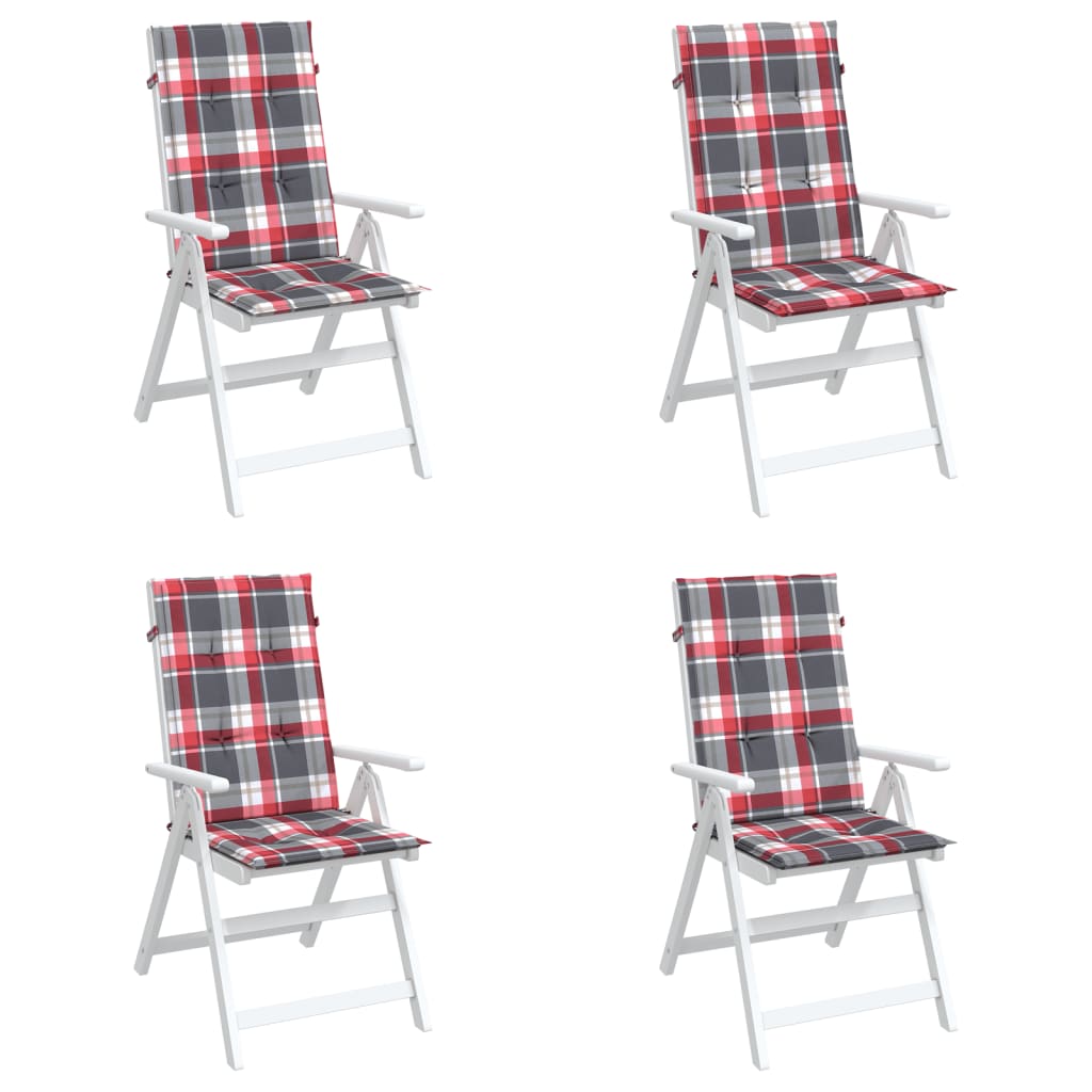 Tuinstoelkussens Stof Ruitpatroon Rood 4 120 x 50 x 3 cm Rood ruitpatroon