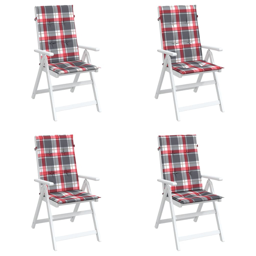 Tuinstoelkussens Stof Ruitpatroon Rood 4 120 x 50 x 3 cm Rood ruitpatroon