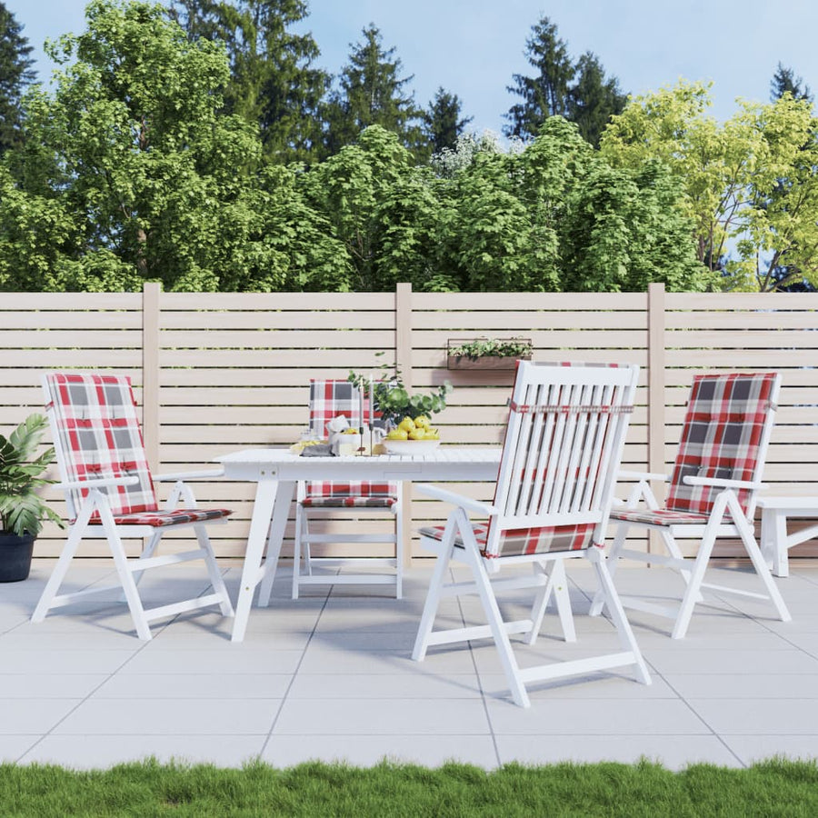 Tuinstoelkussens Stof Ruitpatroon Rood 4 120 x 50 x 3 cm Rood ruitpatroon