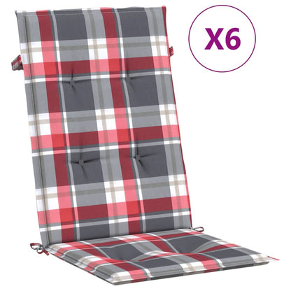 Tuinstoelkussens 6 St 120X50X3 Cm Stof Ruitpatroon Rood Rood Ruitpatroon 120 x 50 x 3 cm