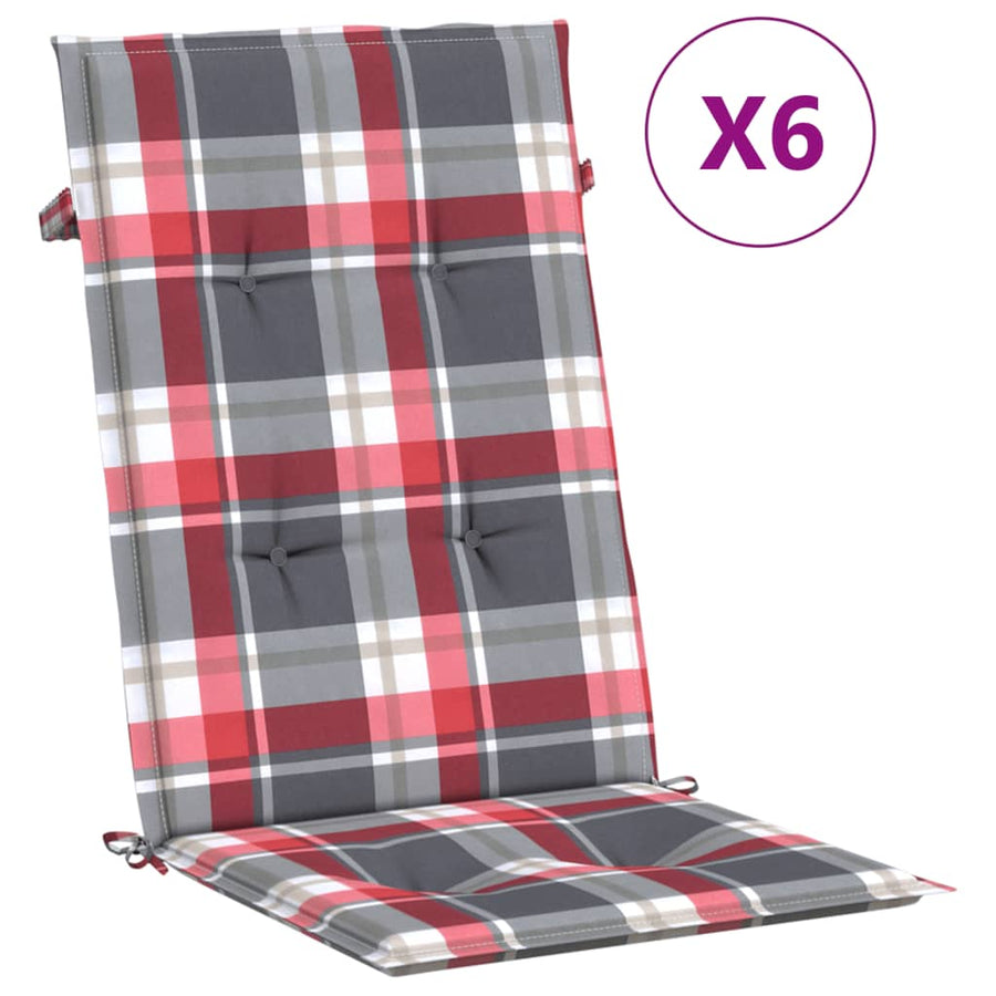 Tuinstoelkussens 6 St 120X50X3 Cm Stof Ruitpatroon Rood Rood Ruitpatroon 120 x 50 x 3 cm
