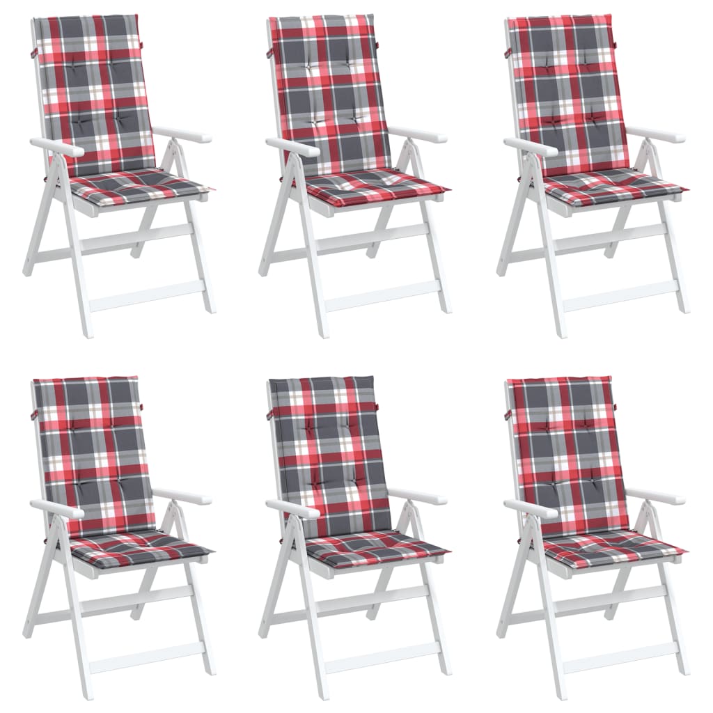 Tuinstoelkussens 6 St 120X50X3 Cm Stof Ruitpatroon Rood Rood Ruitpatroon 120 x 50 x 3 cm