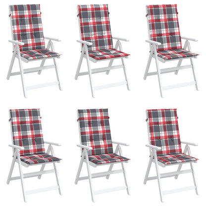 Tuinstoelkussens 6 St 120X50X3 Cm Stof Ruitpatroon Rood Rood Ruitpatroon 120 x 50 x 3 cm