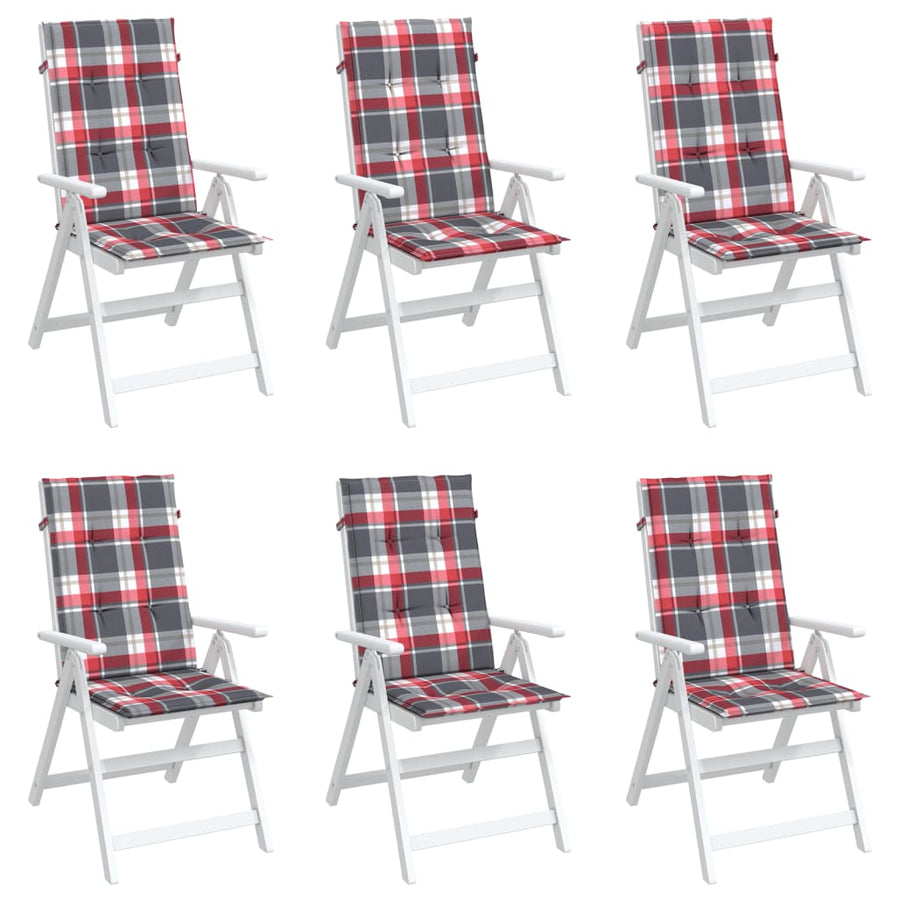 Tuinstoelkussens 6 St 120X50X3 Cm Stof Ruitpatroon Rood Rood Ruitpatroon 120 x 50 x 3 cm