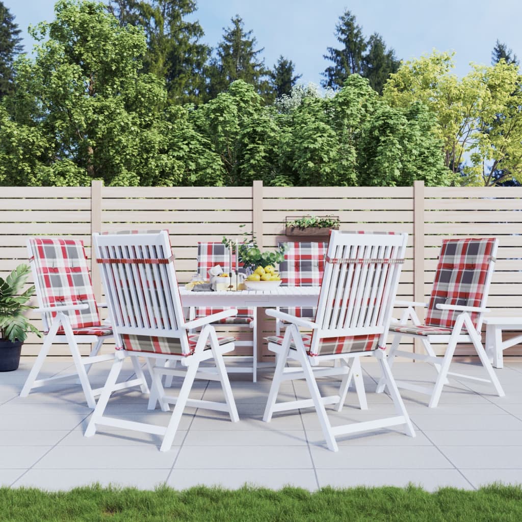 Tuinstoelkussens 6 St 120X50X3 Cm Stof Ruitpatroon Rood Rood Ruitpatroon 120 x 50 x 3 cm