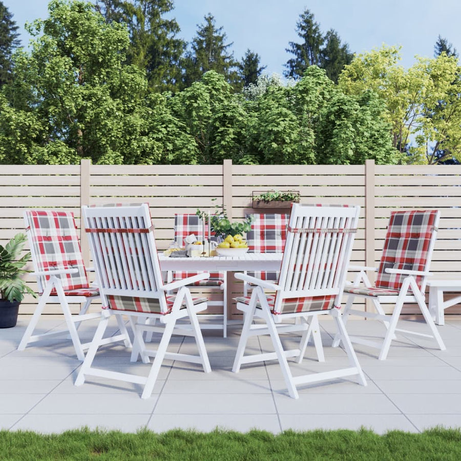 Tuinstoelkussens 6 St 120X50X3 Cm Stof Ruitpatroon Rood Rood Ruitpatroon 120 x 50 x 3 cm