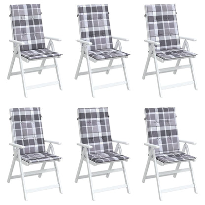 Tuinstoelkussens Stof Ruitpatroon Grijs 6 120 x 50 x 3 cm Grijs ruitpatroon