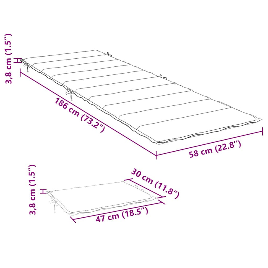 Ligbedkussen 186X58X4 Cm Oxford Stof Zwart