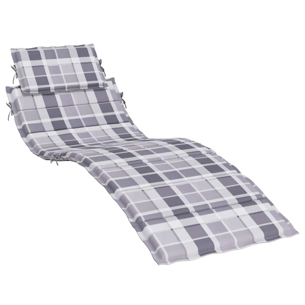 Ligbedkussen 186X58X4 Cm Oxford Stof Ruitpatroon Grijs Grijs ruitpatroon