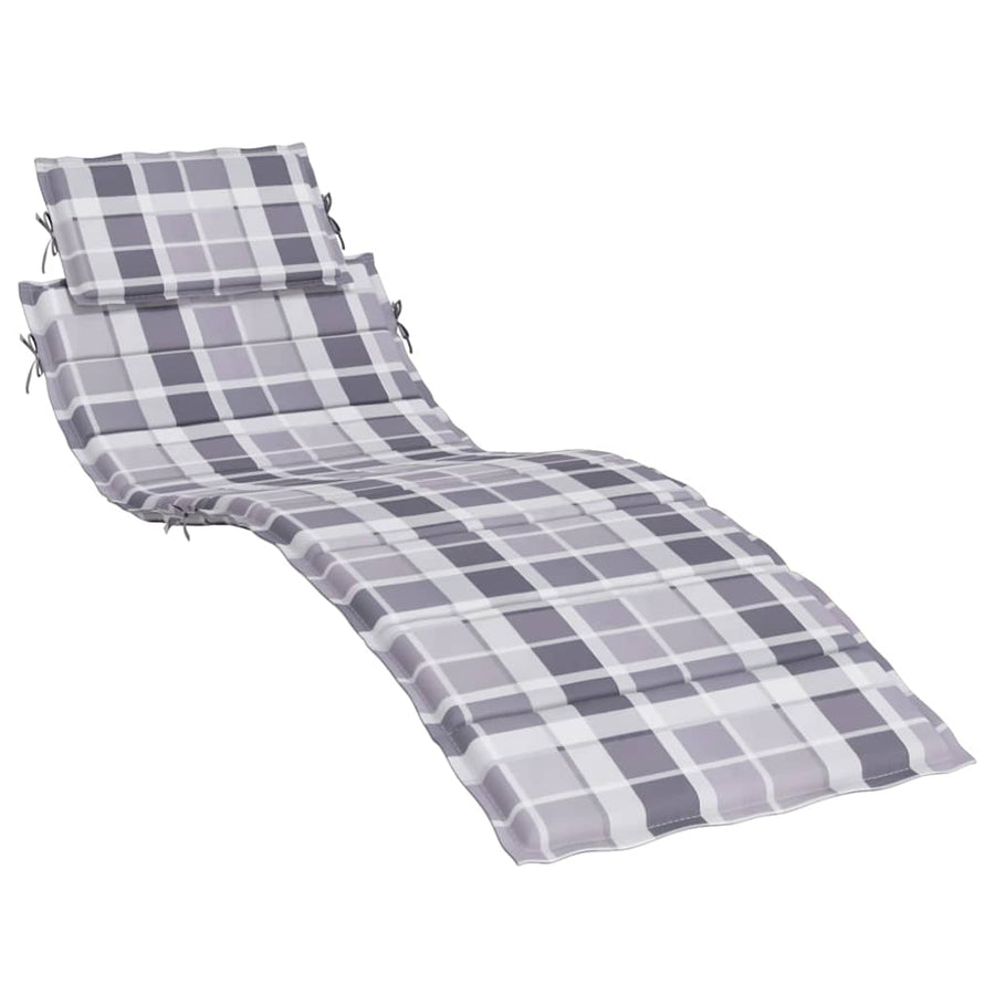 Ligbedkussen 186X58X4 Cm Oxford Stof Ruitpatroon Grijs Grijs ruitpatroon