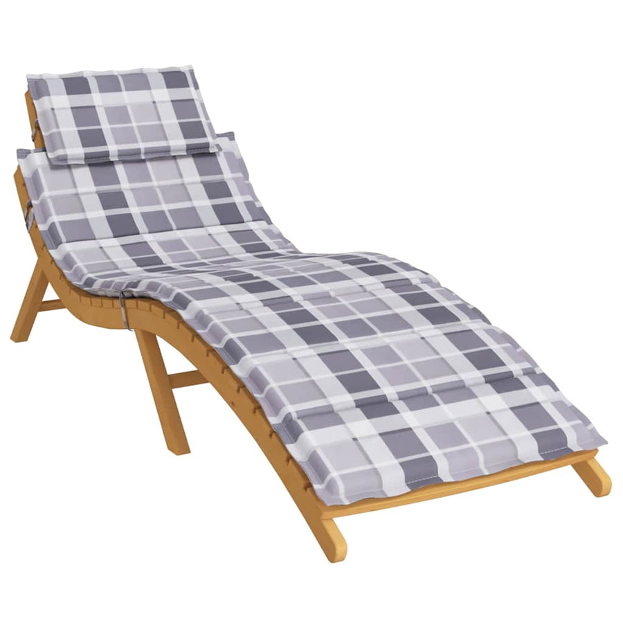 Ligbedkussen 186X58X4 Cm Oxford Stof Ruitpatroon Grijs Grijs ruitpatroon