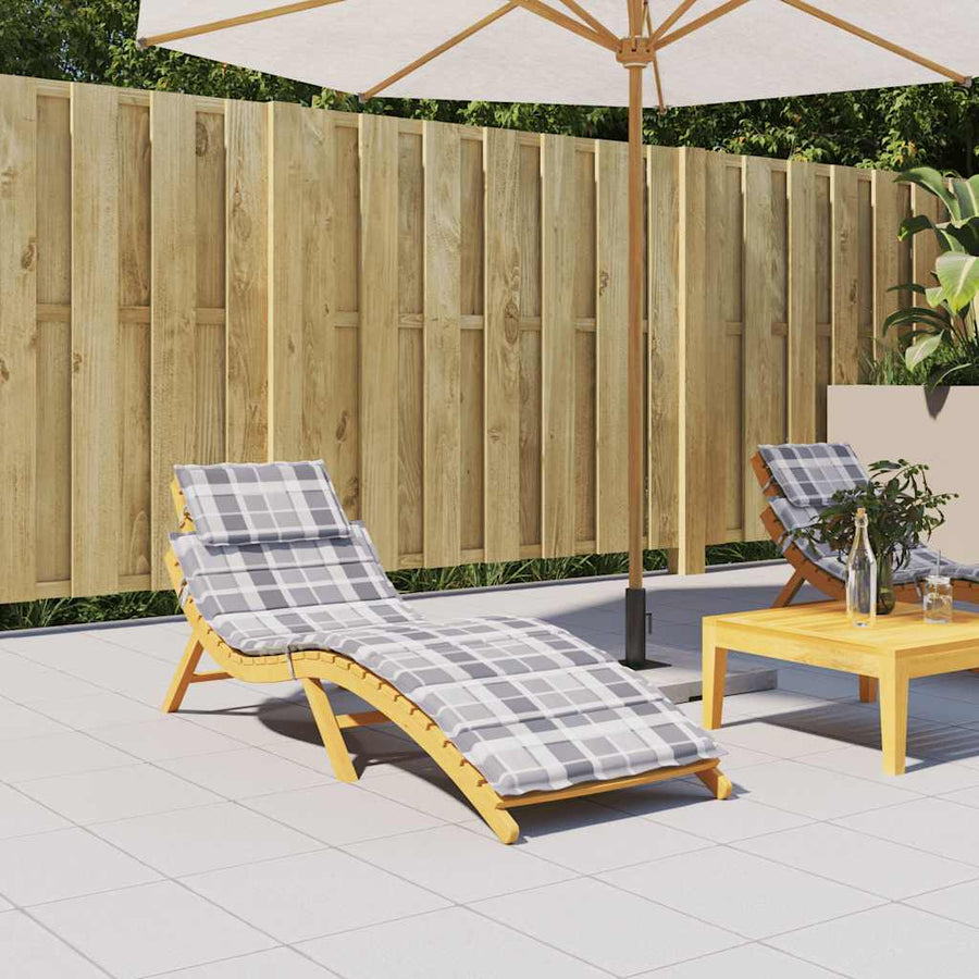 Ligbedkussen 186X58X4 Cm Oxford Stof Ruitpatroon Grijs Grijs ruitpatroon