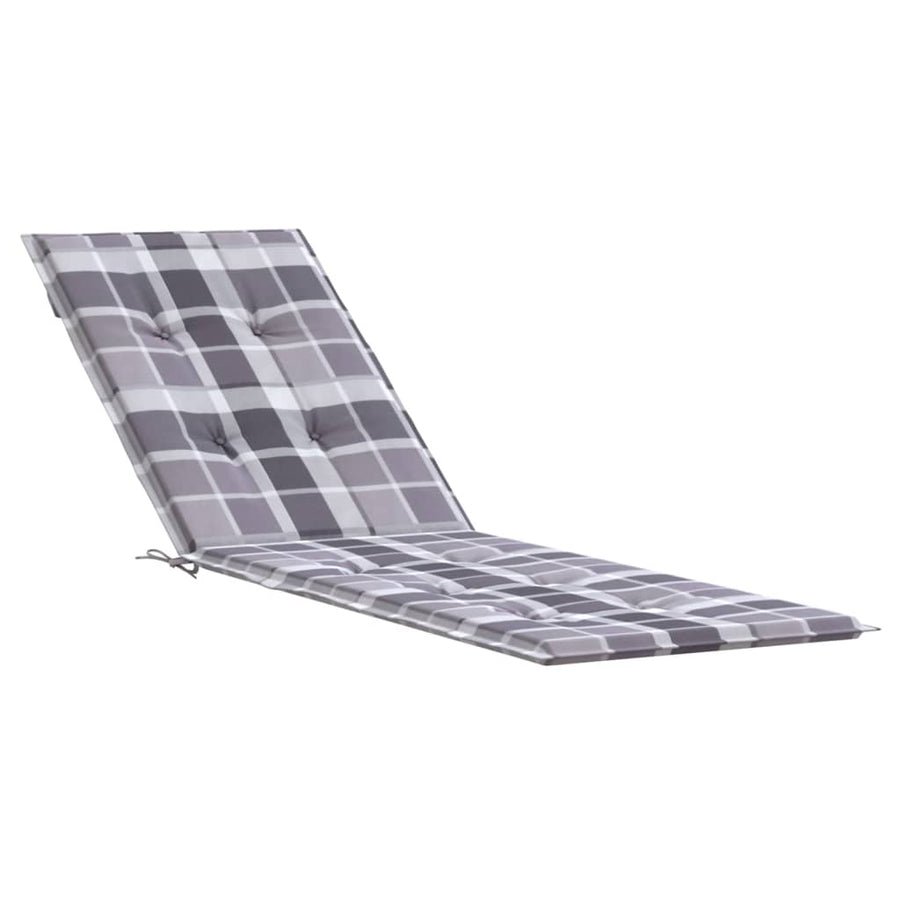 Terrasstoelkussen (75+105)x50x3 cm ruitpatroon grijs Grijs ruitpatroon
