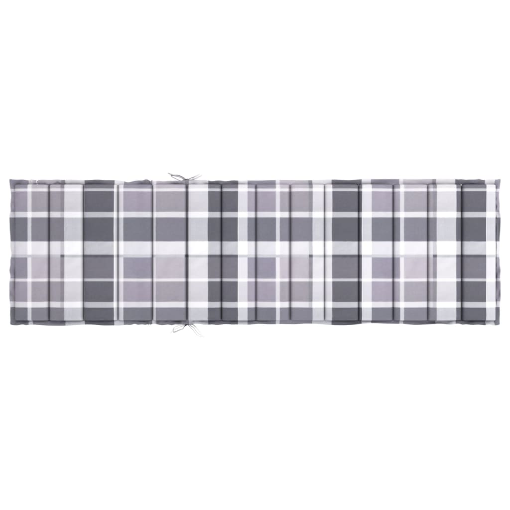 Ligbedkussen 200x50x3 cm oxford stof ruitpatroon grijs