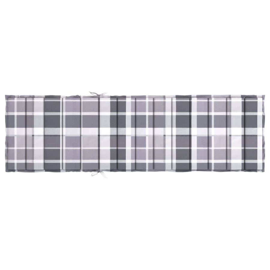 Ligbedkussen 200x50x3 cm oxford stof ruitpatroon grijs