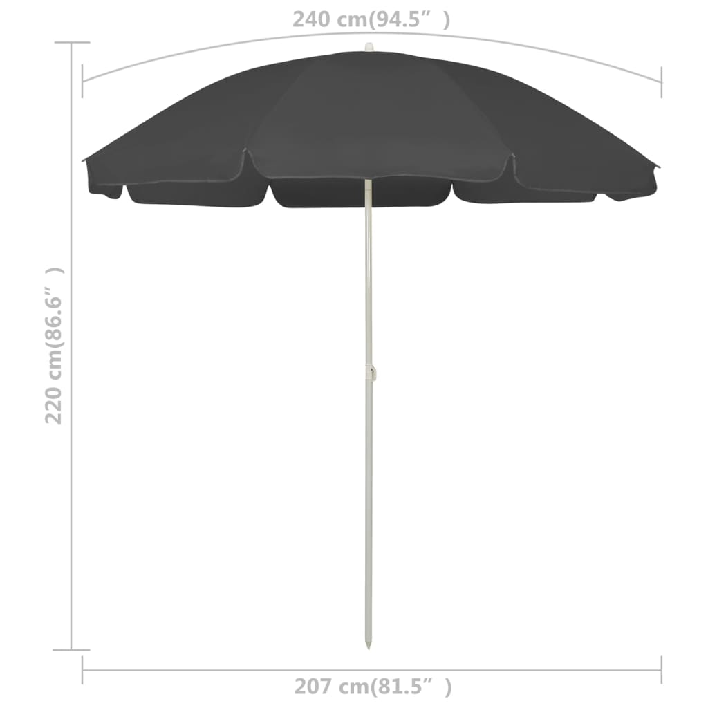 Strandparasol Kleurig 240 cm Antraciet
