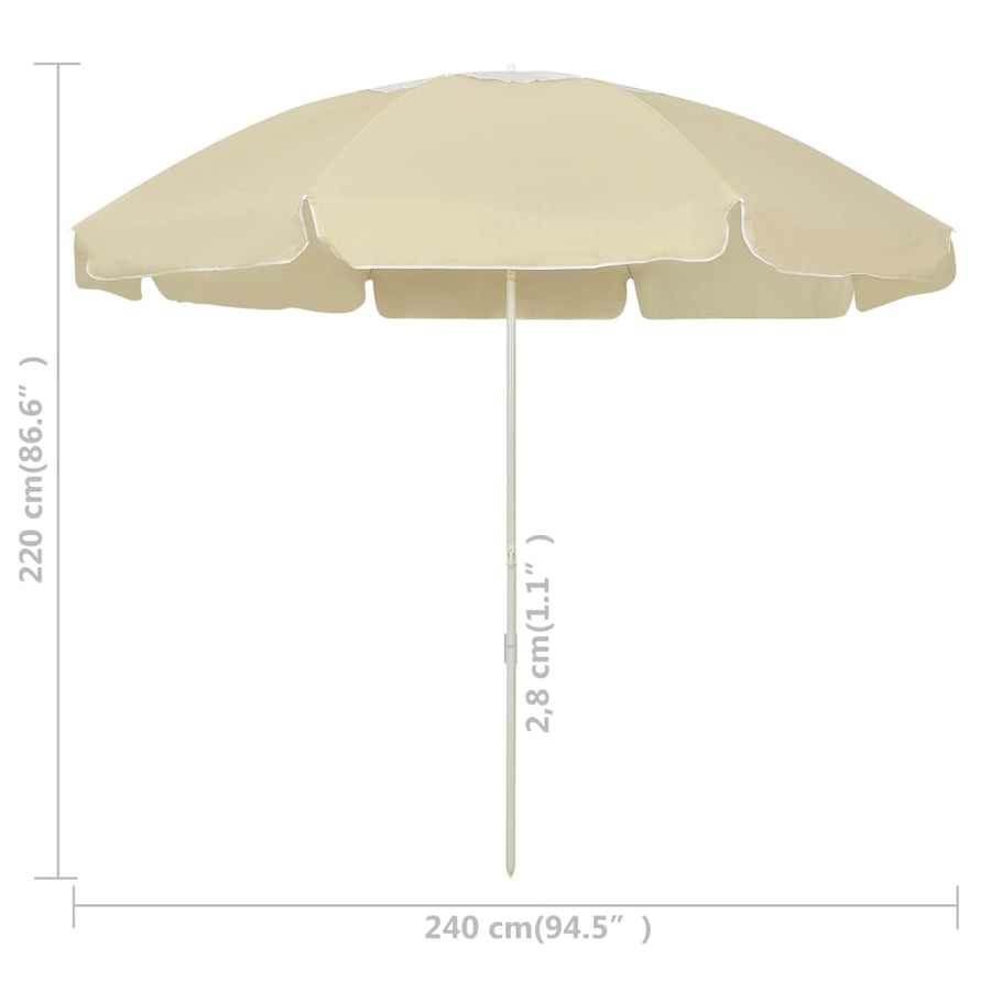 Strandparasol 240 Cm Zandgeel sand yellow and white