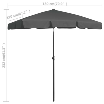 Strandparasol Kleurig 180 x 120 cm Antraciet