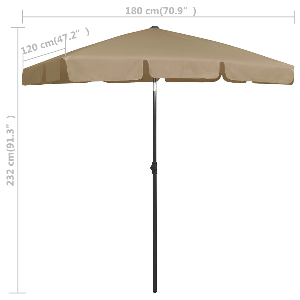 Strandparasol 180 x 120 cm Taupe