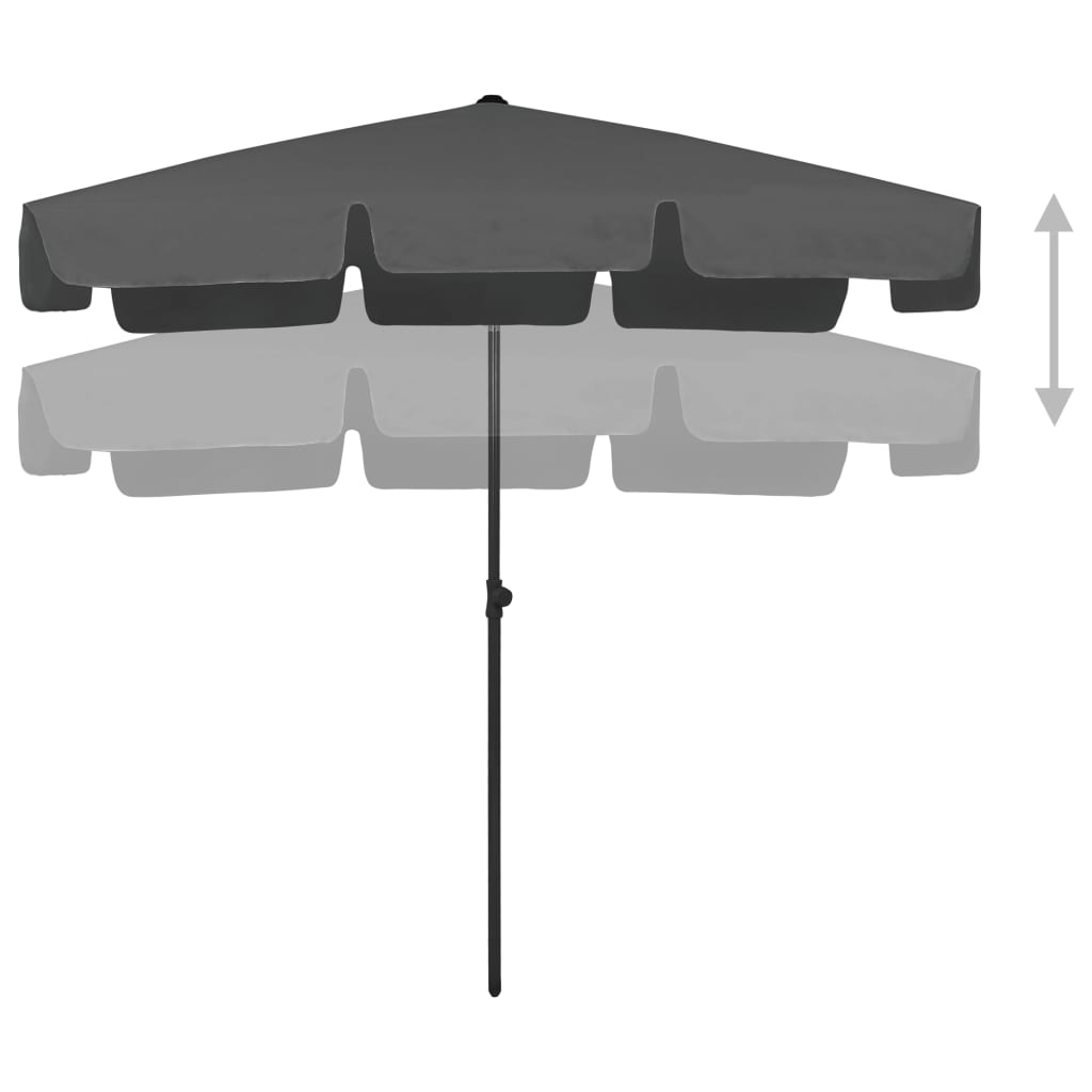 Strandparasol Kleurig 200 x 125 cm Antraciet