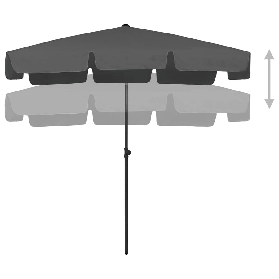 Strandparasol Kleurig 200 x 125 cm Antraciet