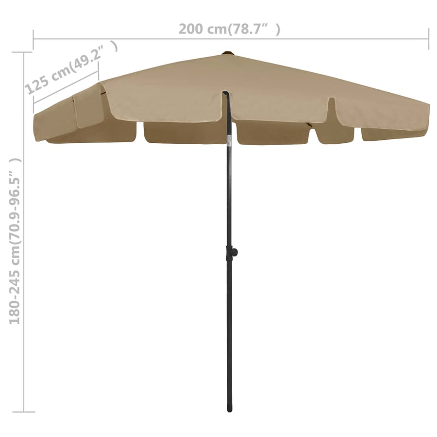 Strandparasol 200 x 125 cm Taupe
