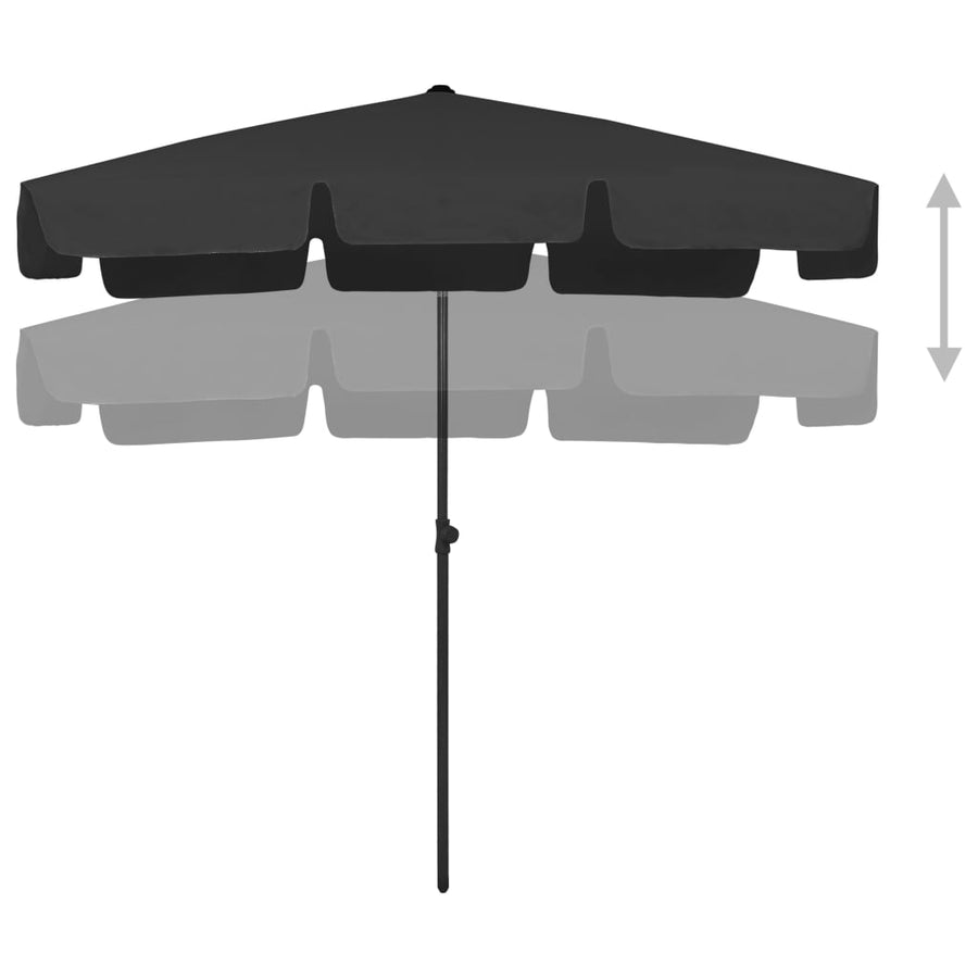 Strandparasol 200 x 125 cm Zwart