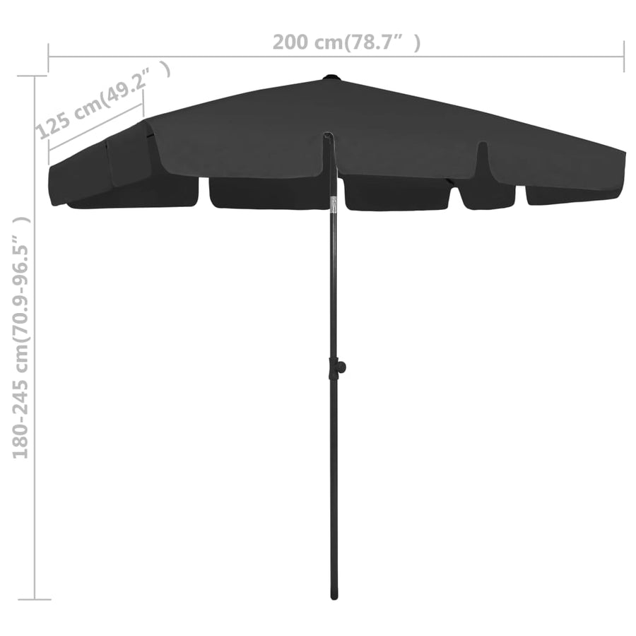 Strandparasol 200 x 125 cm Zwart