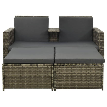 -Delige Loungeset Met Kussens Poly Rattan Grijs
