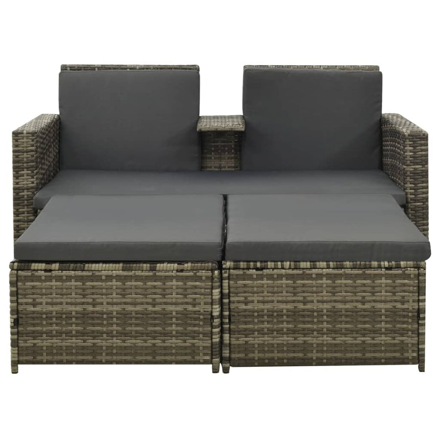 -Delige Loungeset Met Kussens Poly Rattan Grijs